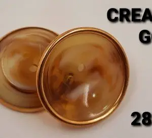 Coat Button Creamy Gold marbeling - Bowl Shaped - Semi Transparent - Two Hole - 28mm