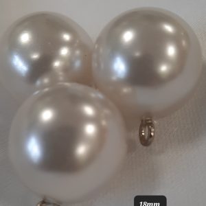Polyester button pearl metal shank 18mm Ivory