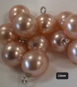 Polyester button pearl metal shank 12mm Blush