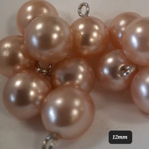Polyester button pearl metal shank 12mm Blush