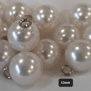 Polyester button pearl metal shank 12mm Ivory