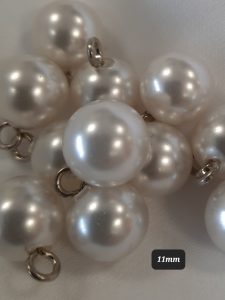 Polyester button pearl metal shank 11mm White