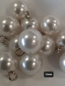 Polyester button pearl metal shank 11mm White