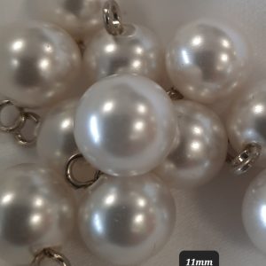 Polyester button pearl metal shank 11mm White