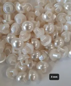 Pearl Button 8mm Ivory self-shank
