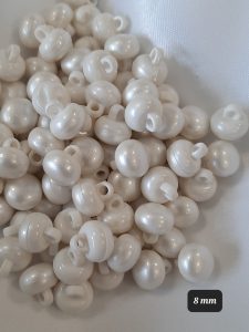 Pearl Button 8mm Ivory self-shank White