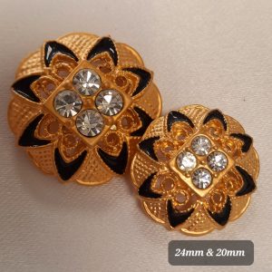 Diamante button , gold with coloured enamel and stone inserts (Limited)