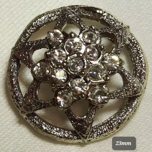 Diamante button ,silver with flower star design (Limited)