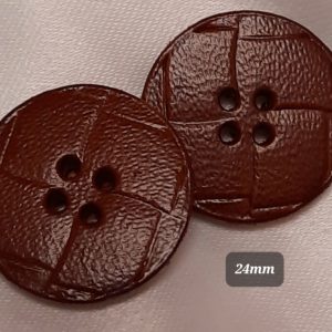 Aran Button Brown Circular Flat Button Real Leather