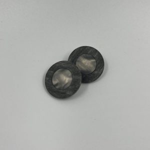 Coat button, slate effect rim with pewter effect centre