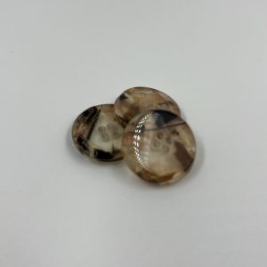 Coat button, resin, Opaque with intense brown cream marbling feature