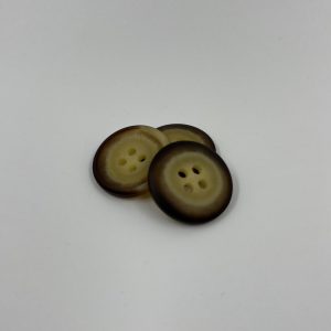 Coat button, resin, beige centre and brown rim mat finish