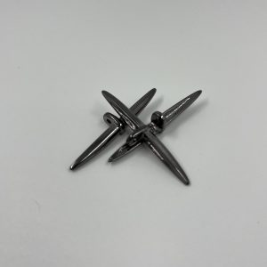 Novelty button, metal, spike shaped tie