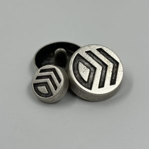 Coat button metal with shank  and chevron design