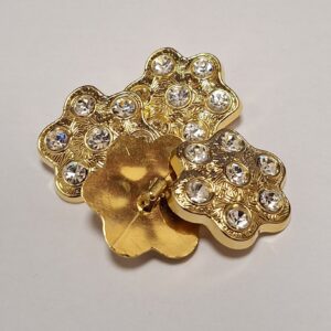 Diamante button , gold metal effect with classic cluster