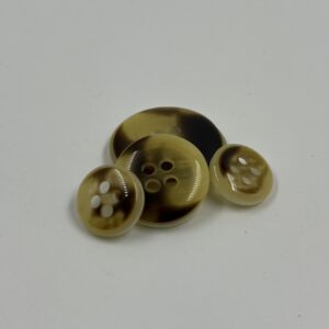 Coat/Shirt button Italian horn design with beige and brown marbling