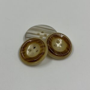 Coat button, resin with cream/brown imitation horn effect