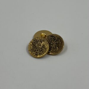 Shirt button, metal gold effect, with embossed butterfly pattern