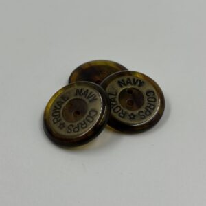 Coat button, Tortoiseshell with old brass centre, ROYAL- NAVY- CORPS
