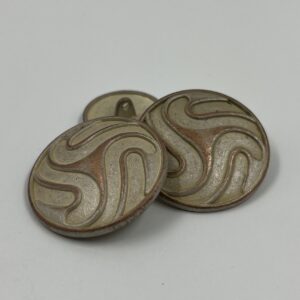 Coat button, metal ornate mottled bronze design . Limited.