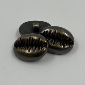 Coat button, resin bronze effect, unusual coffee bean design