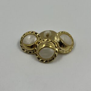 Coat button, resin, gold and pearl effect design, with shank, 14mm
