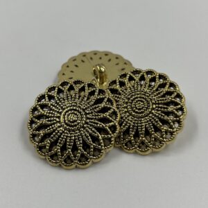 Coat button, resin, gold metal effect with lattice pattern